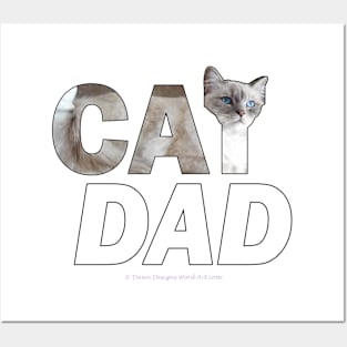 CAT DAD - white long hair cat oil painting word art Posters and Art